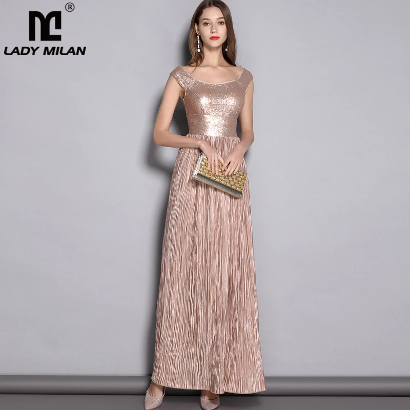 2019 Women's O Neck Sleeveless Sequined Patchwork Elegant Long Party Prom Runway Dresses
2019 Women's O Neck Sleeveless Sequined Patchwork Elegant Long Party Prom Runway Dresses