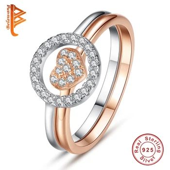 925 Sterling Silver & Rose Gold Color with Pave Clear Cubic Zirconia Round and Heart Shape Wedding Rings Set for Women Jewelry
925 Sterling Silver & Rose Gold Color with Pave Clear Cubic Zirconia Round and Heart Shape Wedding Rings Set for Women Jewelry