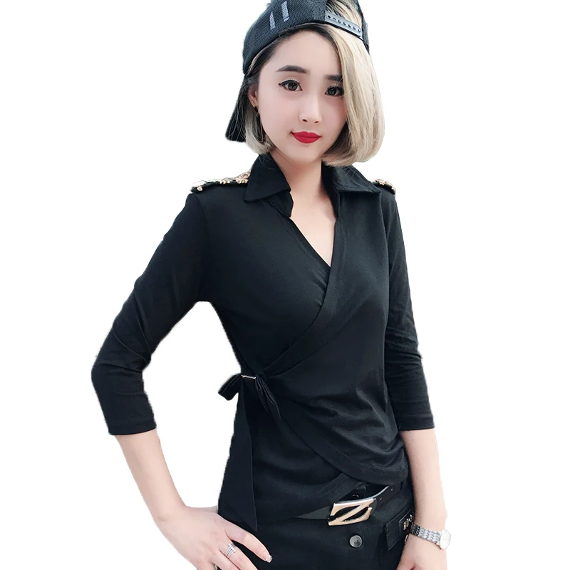 Three Quarter Tshirt Bowknot Shoulder Board V-Neck Pullover Lace UP Summer Women Short Sleeve Top Shirt Camiseta Mujer T93727
Three Quarter Tshirt Bowknot Shoulder Board V-Neck Pullover Lace UP Summer Women Short Sleeve Top Shirt Camiseta Mujer T93727