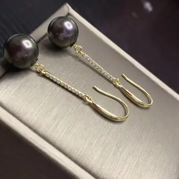 free shipping charming pair of 10-11mm Tahitian round black green pearl earring 18k
free shipping charming pair of 10-11mm Tahitian round black green pearl earring 18k