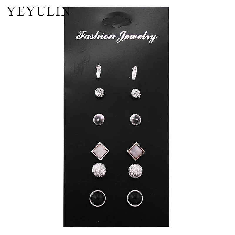 Retro Silver Color Round Triangle Rhinestone Stone Alloy Stud Earring Set For Women Ear Jewelry 6 Pairs
Retro Silver Color Round Triangle Rhinestone Stone Alloy Stud Earring Set For Women Ear Jewelry 6 Pairs
