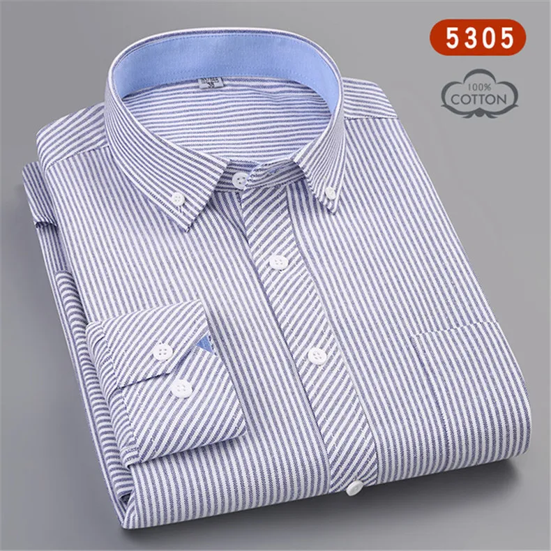 2019-New-Casual-Design-Plaid-Social-100-Cotton-Mens-Long-Sleeve-Solid-Oxford-Dress-Shirt-with.jpg_640x640 (2)