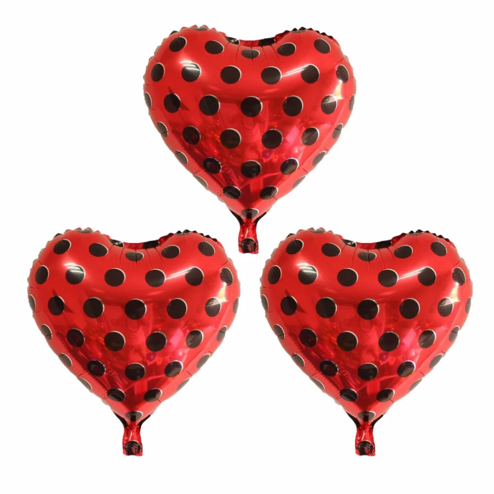

3pcs/lot Ladybug Pet Polka Dot heart foil balloons red black globos wedding birthday party decorations supplies babyshower Toys