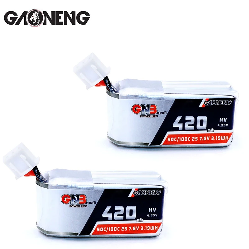 2PCS Gaoneng GNB 420mah 2S 7.6V 50C/100C LiHV Lipo battery with JST-XH2.5 Plug for KINGKONG LDARC TINY GT7 GT8 Tiny Whoop Drone
2PCS Gaoneng GNB 420mah 2S 7.6V 50C/100C LiHV Lipo battery with JST-XH2.5 Plug for KINGKONG LDARC TINY GT7 GT8 Tiny Whoop Drone
