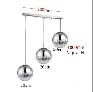 LuKLoy Modern Pendant Light Silver Glass Ball Pendant Lamp Kitchen Island Hanging Lamp Loft Bedside Suspension Lighting Fixtures (9)
