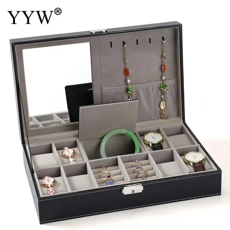 8 Watch Box Grids+3 Mixed Grids PU Leather Watch Case Storage Organizer Box Luxury Jewelry Ring Display Locked Watch Boxes Black
8 Watch Box Grids+3 Mixed Grids PU Leather Watch Case Storage Organizer Box Luxury Jewelry Ring Display Locked Watch Boxes Black