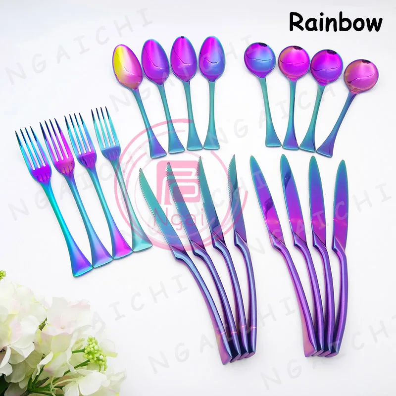 Colorful Soup Dessert Scoop Steak Cutlery Set Stainless Steel Main Fork Creative Dinner Main Knife Tools Christmas Gift 1set
Colorful Soup Dessert Scoop Steak Cutlery Set Stainless Steel Main Fork Creative Dinner Main Knife Tools Christmas Gift 1set