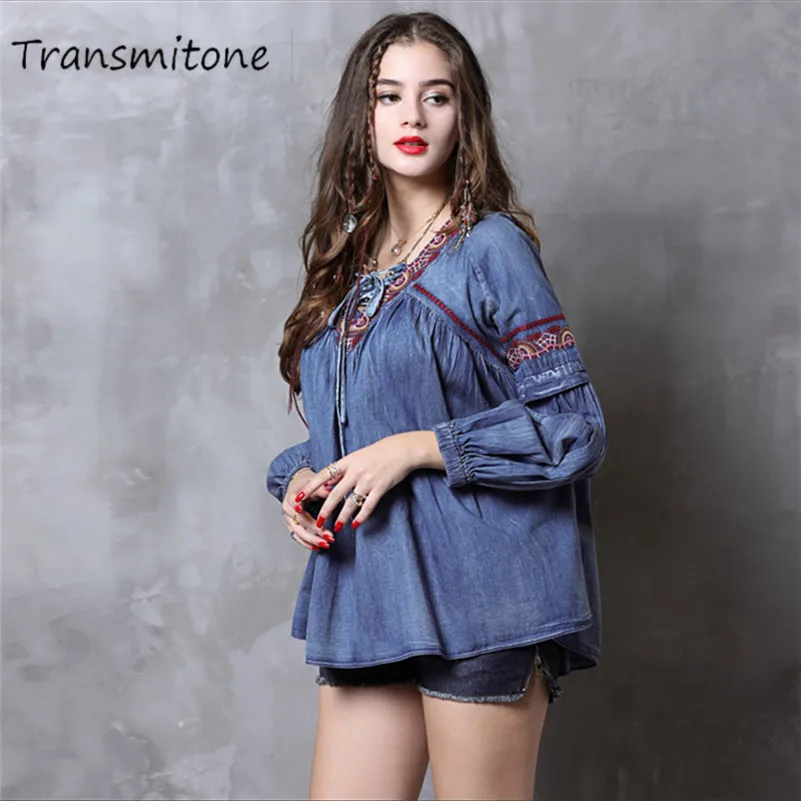 Spring Denim Women Blouse Shirt 2019 Vintage New V Neck Loose Shirt Women Long Lantern Sleeve Embroidery Blouses Blusa Feminina
Spring Denim Women Blouse Shirt 2019 Vintage New V Neck Loose Shirt Women Long Lantern Sleeve Embroidery Blouses Blusa Feminina
