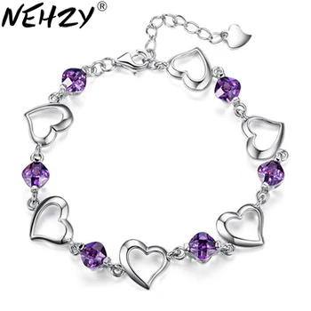 NEHZY Silver bracelet female models hearts love cute little fashion jewelry super flash retro jewelry Purple crystal 17.5CM
NEHZY Silver bracelet female models hearts love cute little fashion jewelry super flash retro jewelry Purple crystal 17.5CM