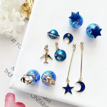 AOMU 2018 New Korean Japan Lovely Blue Universe Planet Star Moon Rocket Aircraft Stud Earrings for Women Girl Gift
AOMU 2018 New Korean Japan Lovely Blue Universe Planet Star Moon Rocket Aircraft Stud Earrings for Women Girl Gift