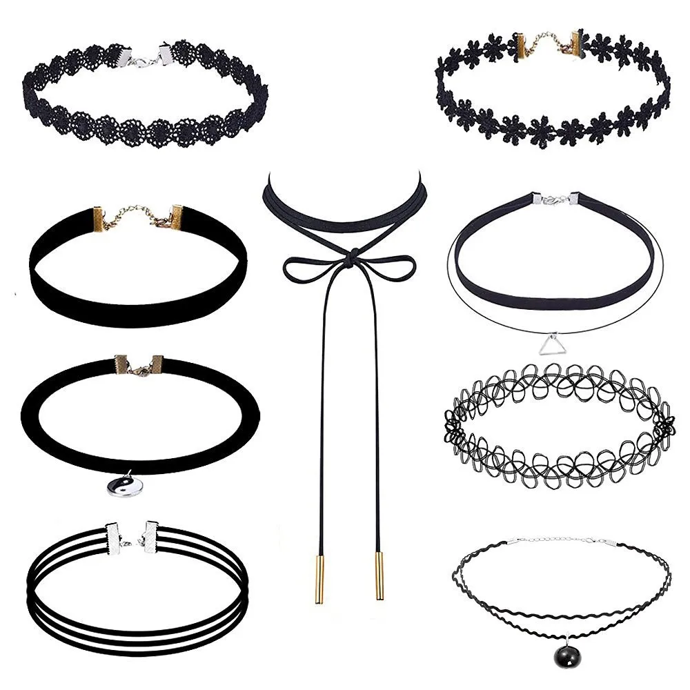 9 Pieces Choker Necklace Set Black Leather Choker Necklaces For Women Fashion Classic Gothic Tattoo Lace Necklace Jewelry Gift
9 Pieces Choker Necklace Set Black Leather Choker Necklaces For Women Fashion Classic Gothic Tattoo Lace Necklace Jewelry Gift