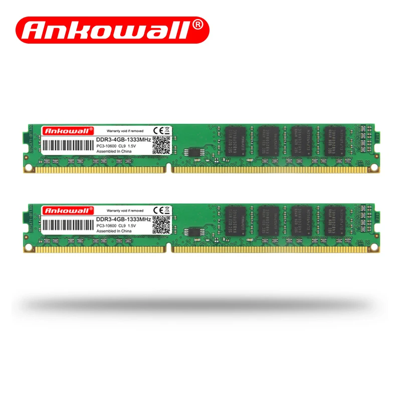 Ankowall 2pcs/lot DDR3 4GB+4GB=8GB Ram 1600/1333MHz Desktop DIMM Memory Dual-channel 240pin 1.5V Lifetime Warranty
Ankowall 2pcs/lot DDR3 4GB+4GB=8GB Ram 1600/1333MHz Desktop DIMM Memory Dual-channel 240pin 1.5V Lifetime Warranty