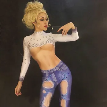 Women Jeans 3D Priented Sexy Bodysuit Stage Wear Performance Costume Singer Dancer Jumpsuit Nightclub Party Outfit DJ DS
Women Jeans 3D Priented Sexy Bodysuit Stage Wear Performance Costume Singer Dancer Jumpsuit Nightclub Party Outfit DJ DS