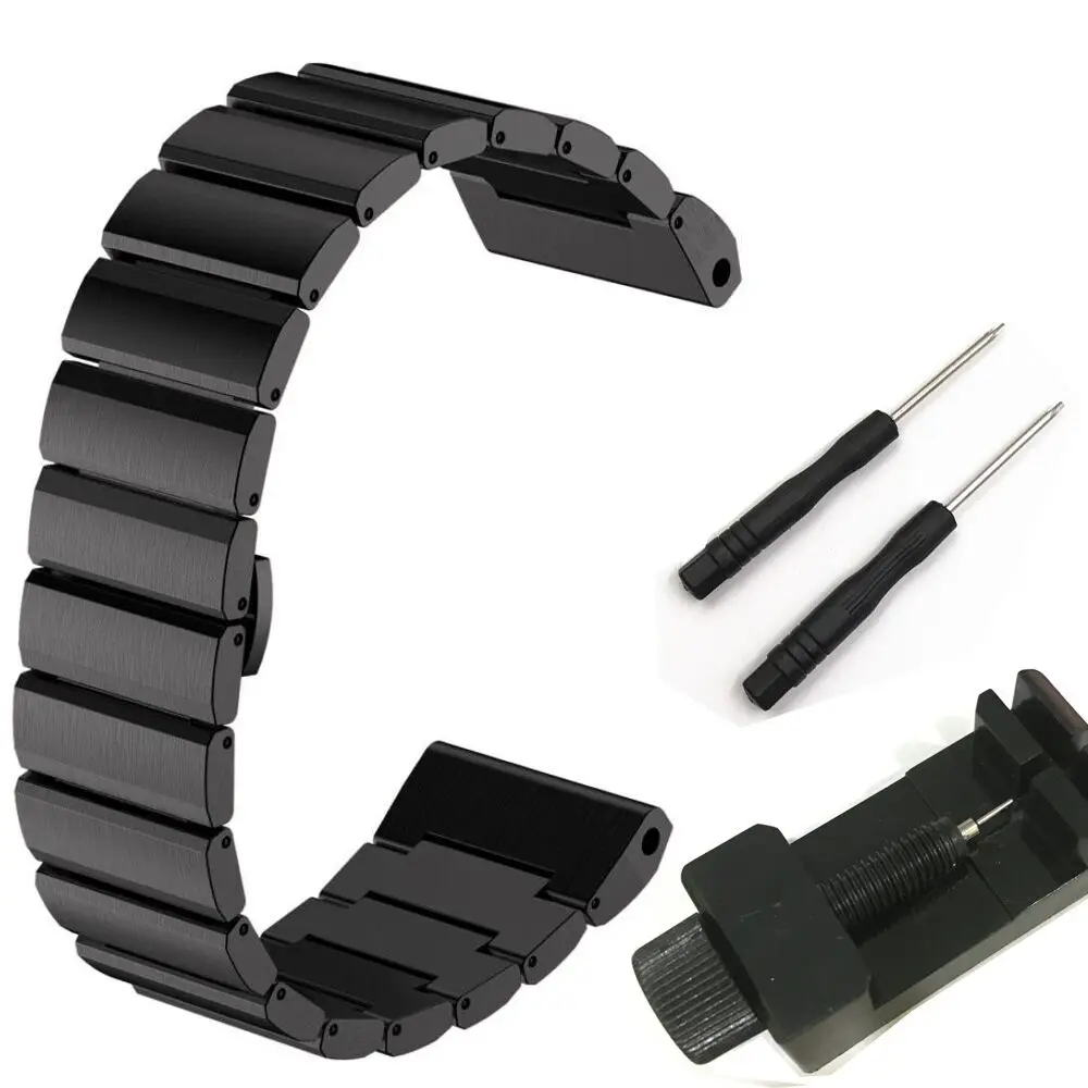 26mm Stainless Steel Watch Band + Link Remover + Screwdriver for Garmin Fenix 3 / HR / 5X Butterfly Buckle Strap Wrist Bracelet
26mm Stainless Steel Watch Band + Link Remover + Screwdriver for Garmin Fenix 3 / HR / 5X Butterfly Buckle Strap Wrist Bracelet