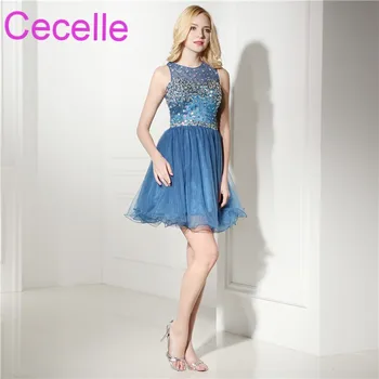 Blue Tulle Short Cocktail Dresses 2019 Sleeveless Beaded Crystals Sexy Open Back Teens Informal Short Prom Party Dress Real
Blue Tulle Short Cocktail Dresses 2019 Sleeveless Beaded Crystals Sexy Open Back Teens Informal Short Prom Party Dress Real