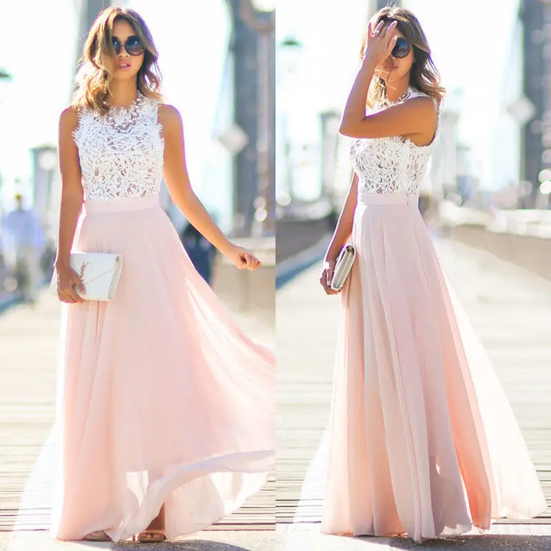 Pink Purple Yellow Women Tunic Sleeveless Lace Patchwork Chiffon Swing Long Maxi Dress Sweet Women Summer Sundress
Pink Purple Yellow Women Tunic Sleeveless Lace Patchwork Chiffon Swing Long Maxi Dress Sweet Women Summer Sundress