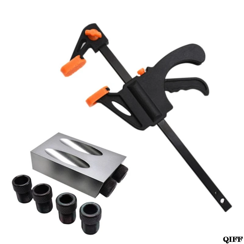 8pcs/set Pocket Hole Jig Kit 15c Angle 6/8/10mm Adapter Oblique Drill Guide Puncher Locator Woodworking Tool MAY28
8pcs/set Pocket Hole Jig Kit 15c Angle 6/8/10mm Adapter Oblique Drill Guide Puncher Locator Woodworking Tool MAY28