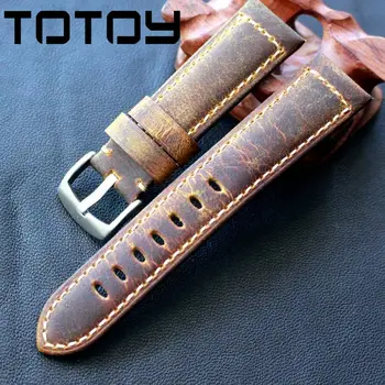 TOTOY Handmade Crazy Horse Skin, 20MM 22MM Retro Top Layer Leather Watchbands, Rough Style Outdoor Military Watch Strap
TOTOY Handmade Crazy Horse Skin, 20MM 22MM Retro Top Layer Leather Watchbands, Rough Style Outdoor Military Watch Strap