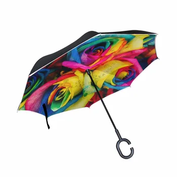 Rainbow Tinted Roses Flower Double Layer Inverted Umbrella Women Beach Waterproof Reverse Umbrella Rain Women for Car
Rainbow Tinted Roses Flower Double Layer Inverted Umbrella Women Beach Waterproof Reverse Umbrella Rain Women for Car
