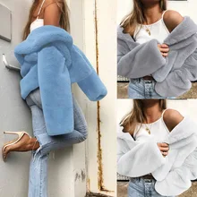 Inverno quente casaco de lã de pelúcia lapela fino ajuste jaqueta de lã casual jaqueta feminina outono manga longa superior feminino bombardeiro jaqueta de lã(China)