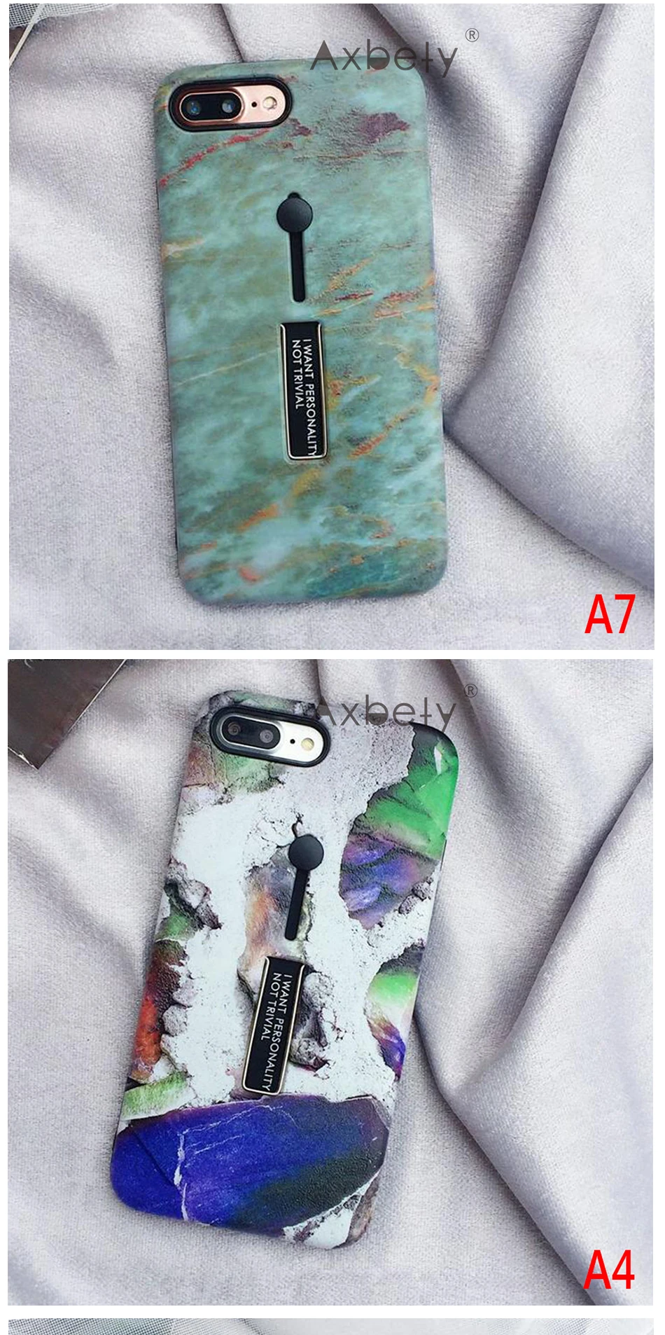 AXBETY For iphone 6s 6 7 8 Plus / XS MAX/XR Fashion Marble silicon Ring Phone Cases For iphone 7 Case Hide Stand Holder Cover 6S