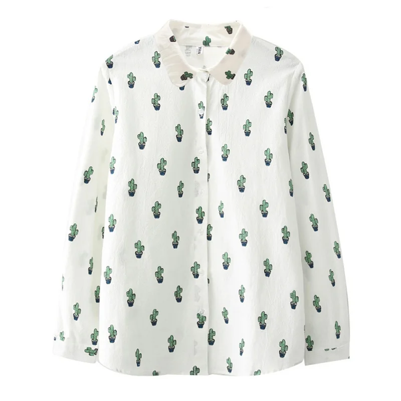 Women Cartoon Cactus Pattern Printed Cotton Blouse Long Sleeve Button Casual Top Shirt
Women Cartoon Cactus Pattern Printed Cotton Blouse Long Sleeve Button Casual Top Shirt