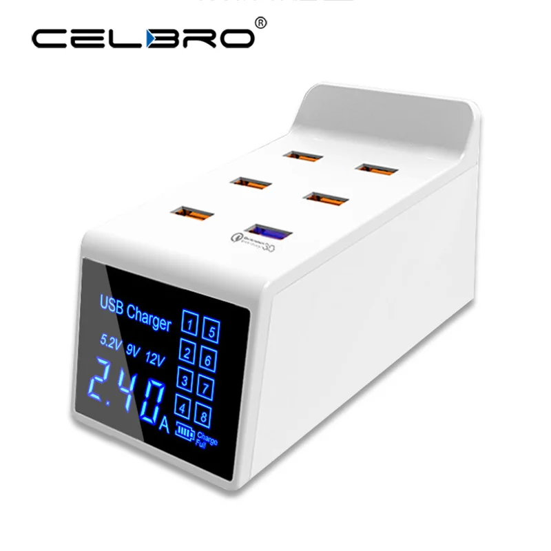 6 Port Desktop USB Fast Charger Quick Charge 3.0 Multi USB Charger for Mobile Phone Universal USB Charging Station + LED Display
6 Port Desktop USB Fast Charger Quick Charge 3.0 Multi USB Charger for Mobile Phone Universal USB Charging Station + LED Display