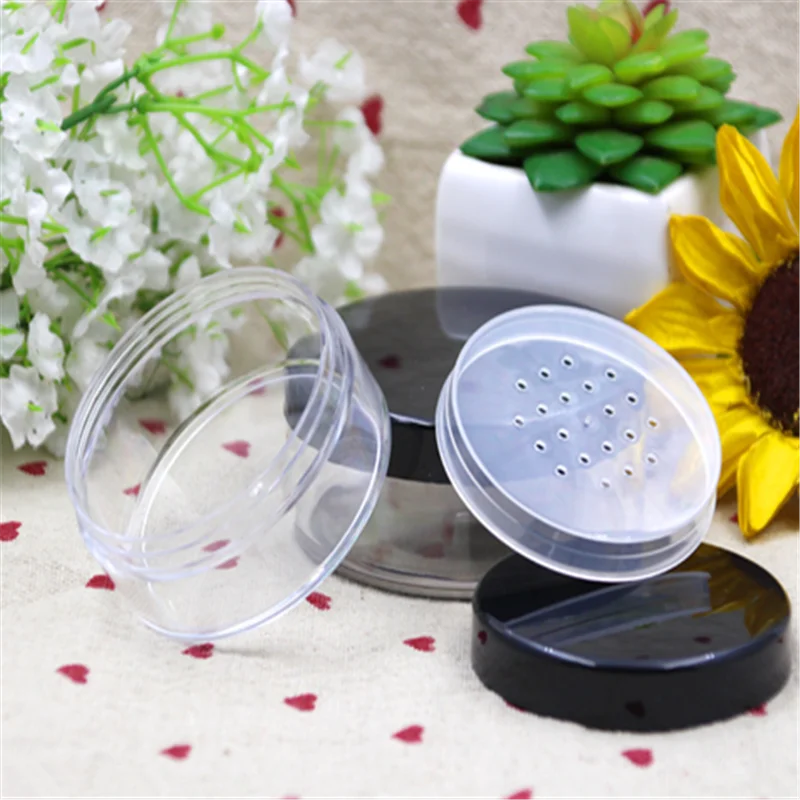 30g /50g Plastic Empty Loose Powder Pot with Sieve Cosmetic Makeup Jar Container Handheld Portable Sifter with Black Cap
30g /50g Plastic Empty Loose Powder Pot with Sieve Cosmetic Makeup Jar Container Handheld Portable Sifter with Black Cap