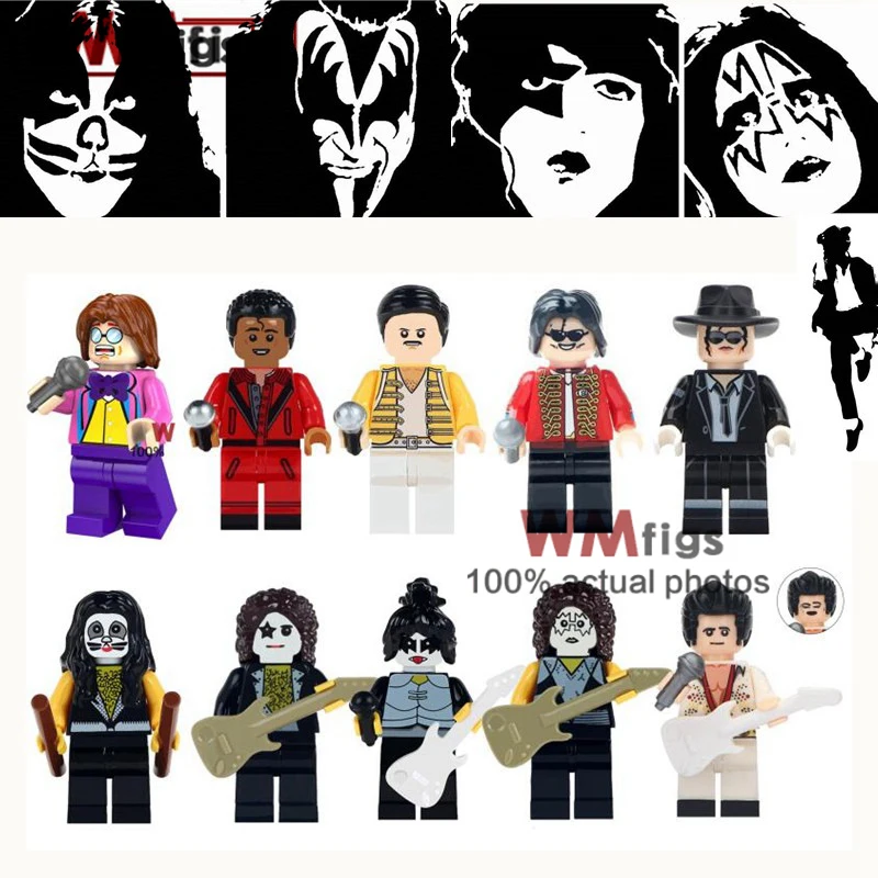 Single Kiss Band Legoings Guitar Tommy Thayer Paul Stanley Gene Simmons Freddie Mercury Building Block Toys for Children Gift 
Single Kiss Band Legoings Guitar Tommy Thayer Paul Stanley Gene Simmons Freddie Mercury Building Block Toys for Children Gift