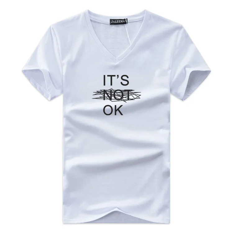 Summer New Arrival Men's IT'S NOT OK Letter Printed V Neck T-shirt Short Sleeve Casual Black /White T-shirt Tops
Summer New Arrival Men's IT'S NOT OK Letter Printed V Neck T-shirt Short Sleeve Casual Black /White T-shirt Tops
