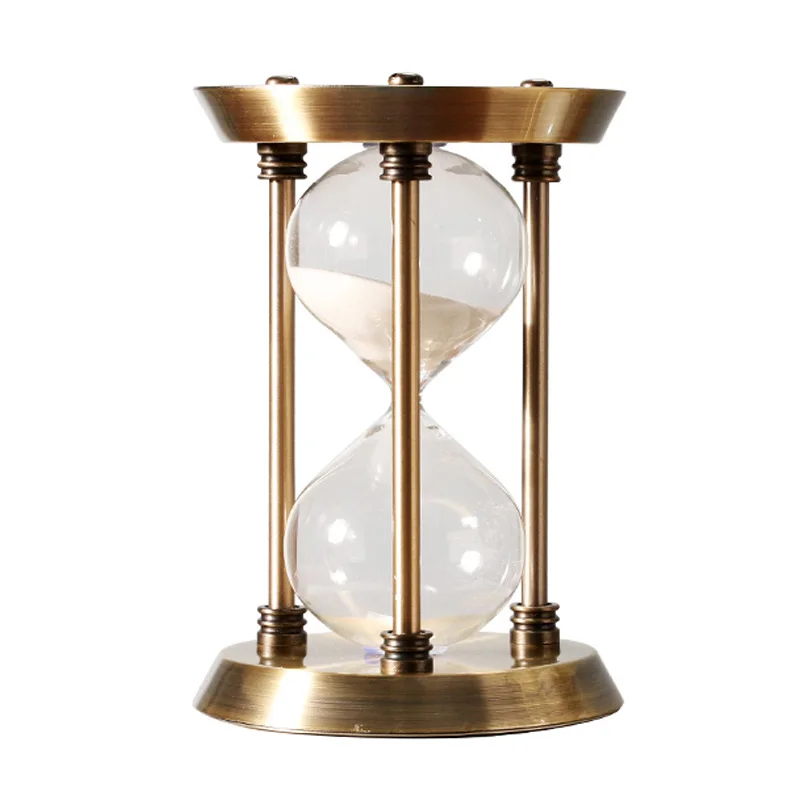 

Retro Metal Timer Sand Clock Creative Desktop Crafts Glass Hourglass 15/30/60 Minutes Round Timing Home Interior Decoration Gift
