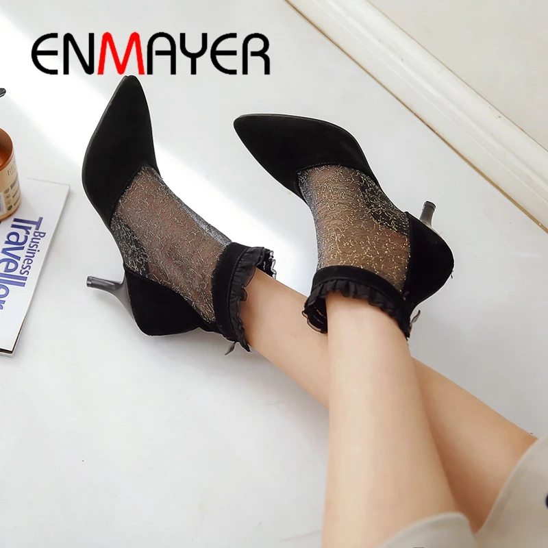ENMAYER 2019 New Fashion Flock Ankle Zip Women Boots Spring/autumn Pointed Toe Basic Med High Shoes Size 34-43 LY1876
ENMAYER 2019 New Fashion Flock Ankle Zip Women Boots Spring/autumn Pointed Toe Basic Med High Shoes Size 34-43 LY1876