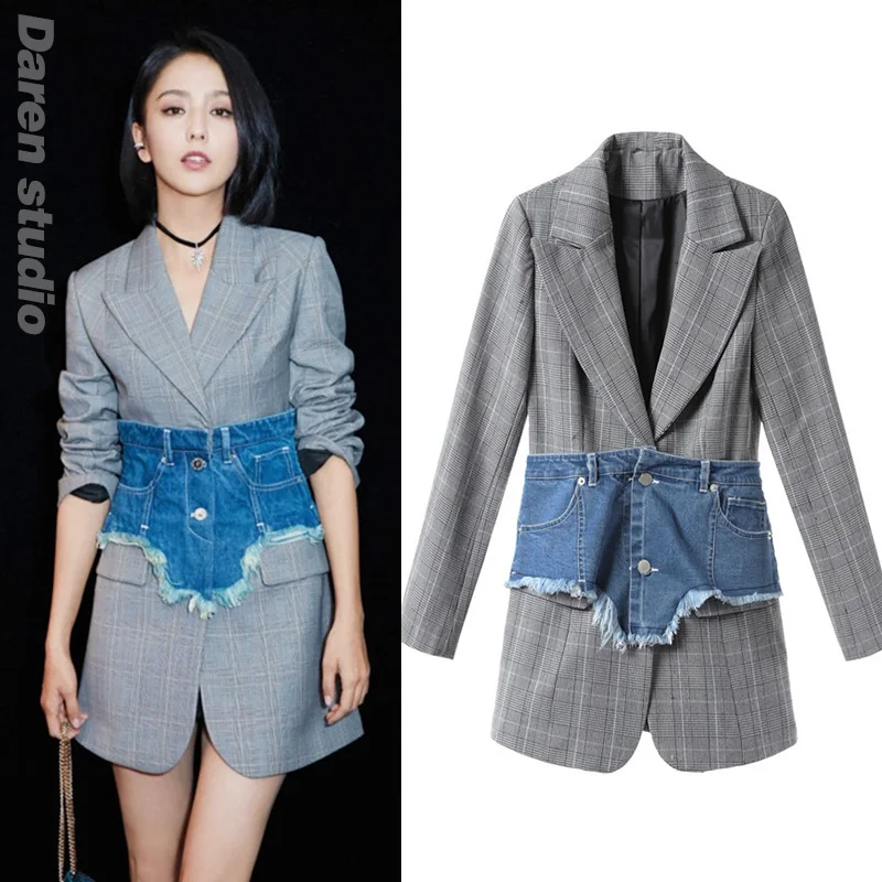 blazer feminino Celebrity gery plaid blazer women cardigan with denim girdle autumn causal balzer coat plus size
blazer feminino Celebrity gery plaid blazer women cardigan with denim girdle autumn causal balzer coat plus size