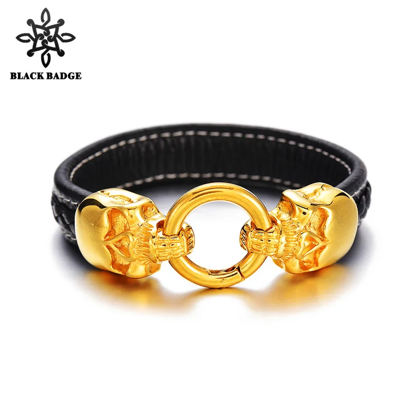 Skull Black Genuine Gothic Gold Bracelet Stainless Steel Leather Bracelets Men Hip Hop Jewelry Fashion Charms Trinket Gift
Skull Black Genuine Gothic Gold Bracelet Stainless Steel Leather Bracelets Men Hip Hop Jewelry Fashion Charms Trinket Gift