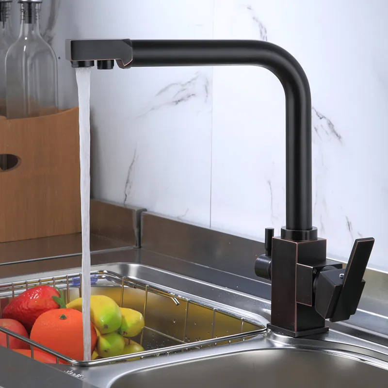 Filter Kitchen Faucets Black/Brushed Nickel Brass 360 Rotate Tap With Drinking Water Purification Feature Taps | Обустройство дома