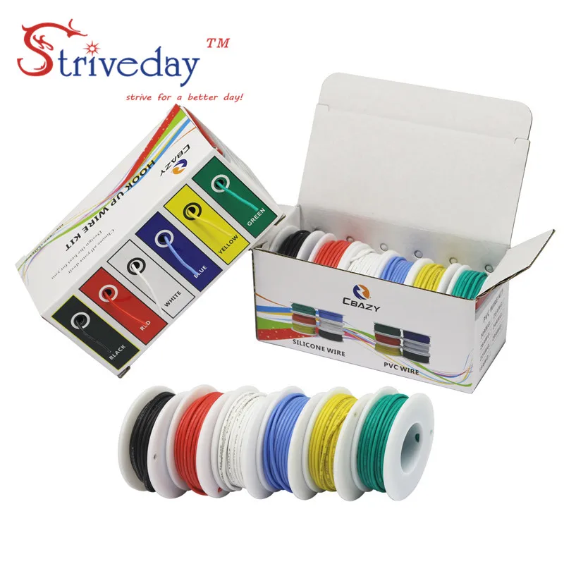 36 meters/box 20AWG 6 meters Each colors Flexible Silicone Rubber Wire Tinned Copper line Kit 6 Colors DIY
36 meters/box 20AWG 6 meters Each colors Flexible Silicone Rubber Wire Tinned Copper line Kit 6 Colors DIY
