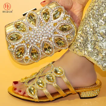 Latest Gold Color Matching Shoe and Bag Set Decorated with Rhinestone African Shoe and Bag Set for Party Women Italian Lady Shoe
Latest Gold Color Matching Shoe and Bag Set Decorated with Rhinestone African Shoe and Bag Set for Party Women Italian Lady Shoe