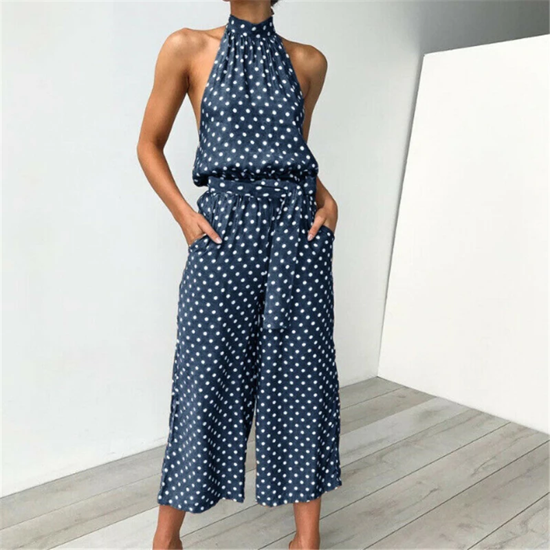 Elegant Off Shoulder Polka Dot Printed Jumpsuit Women Summer Sexy Halter Loose Rompers Playsuit Wide Leg Pants
Elegant Off Shoulder Polka Dot Printed Jumpsuit Women Summer Sexy Halter Loose Rompers Playsuit Wide Leg Pants