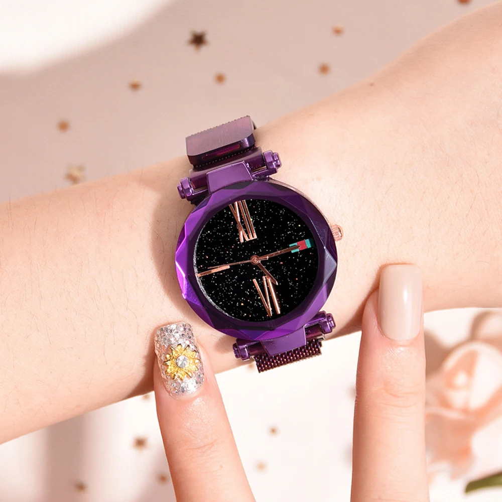 

Reloj Mujer 2021 Hot Fashion Starry Sky Watch Woman Magnet Buckle Steel Mesh Watchband Women's Quartz Wrist Watches Female Gifts