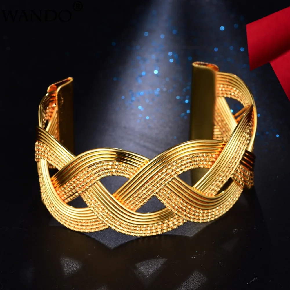 Wando Gold Colour Trendy Bangle for Women/Girl Rattan Twisted Hollow Bracelet Ramadan Wedding Bride jewelry Wave3.3cm Width B2-2
Wando Gold Colour Trendy Bangle for Women/Girl Rattan Twisted Hollow Bracelet Ramadan Wedding Bride jewelry Wave3.3cm Width B2-2