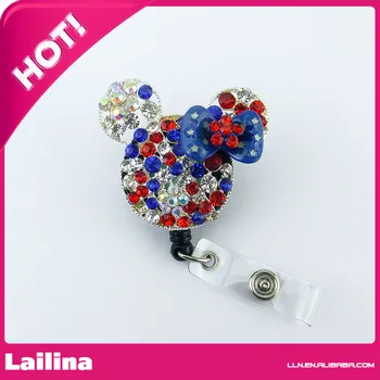 American Flag Rhinestone Blue Bow Minnie Mouse Head Retractable Black Badge Reel/ID Badge Holder/Pendant/Id Badge Holder
American Flag Rhinestone Blue Bow Minnie Mouse Head Retractable Black Badge Reel/ID Badge Holder/Pendant/Id Badge Holder