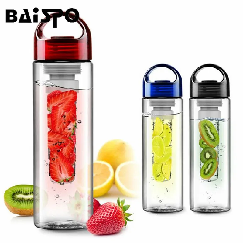 

BAISPO 700ML BPA Free Plastic Fruit Infuser Water Bottle With Filter Leakproof Sport Hiking Camping Drink Shaker Bottle