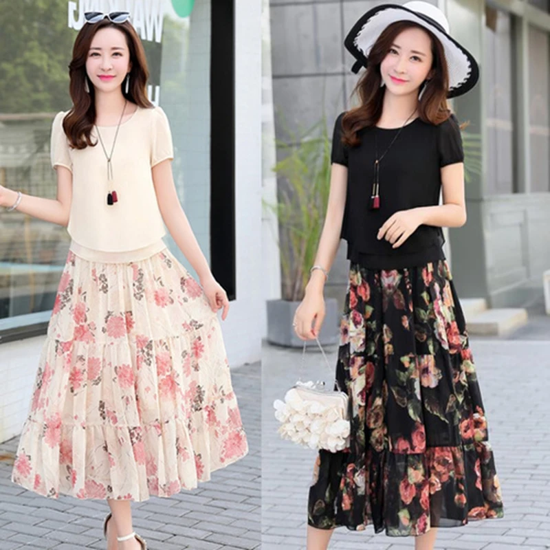 2019 Summer Chiffon Dress Women Elegant Short Sleeve Flower Print Pleated Dress Ladies Beach Dress 2 pieces
2019 Summer Chiffon Dress Women Elegant Short Sleeve Flower Print Pleated Dress Ladies Beach Dress 2 pieces