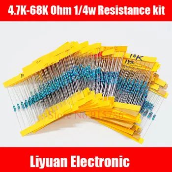 240pcs/lot 4.7K-68K Ohm 1/4w Resistance Metal Film Resistor Resistance Assortment Kit/colored ring resistance kit 24 Kindsx10pcs
240pcs/lot 4.7K-68K Ohm 1/4w Resistance Metal Film Resistor Resistance Assortment Kit/colored ring resistance kit 24 Kindsx10pcs