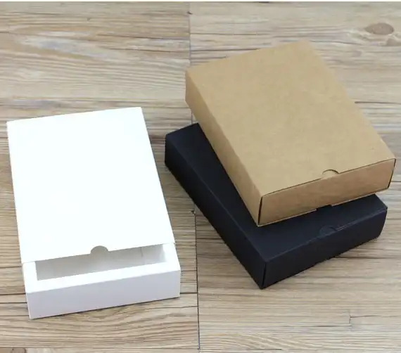 white kraft paper gift cardboard box craft packaging box black