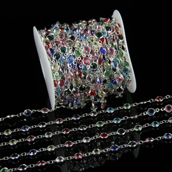 Rainbow Clear Glass Faceted Round Beads Chains,Smooth Glass Flat Beads Link Silver Plated Wire Wrapped Rosary Style Chains
Rainbow Clear Glass Faceted Round Beads Chains,Smooth Glass Flat Beads Link Silver Plated Wire Wrapped Rosary Style Chains
