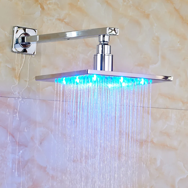 Contemporary Bathroom Shower Head 8" LED Rainfall Shower Head with Shower Arm Chrome Polished
Contemporary Bathroom Shower Head 8" LED Rainfall Shower Head with Shower Arm Chrome Polished