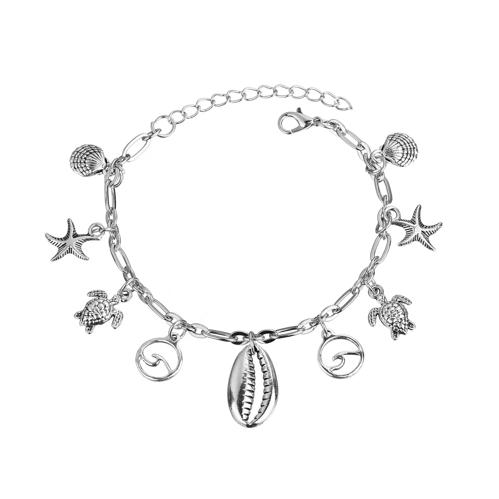 

2018 New Wave Turtle Pendant Anklets For Women Shell Anklet Bracelets On The Leg Bohemian Foot Ocean Jewelry Drop Shipping