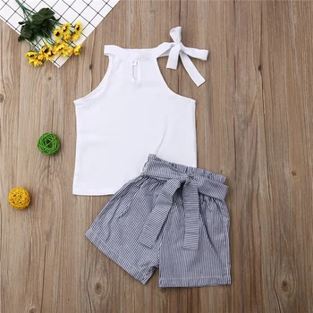 2019 Brand New Fashion Toddler Kids Baby Girl White Sleeveless Tops Striped Shorts 2Pcs Sets Children's Girl Casual Clothes 2-7Y
2019 Brand New Fashion Toddler Kids Baby Girl White Sleeveless Tops Striped Shorts 2Pcs Sets Children's Girl Casual Clothes 2-7Y