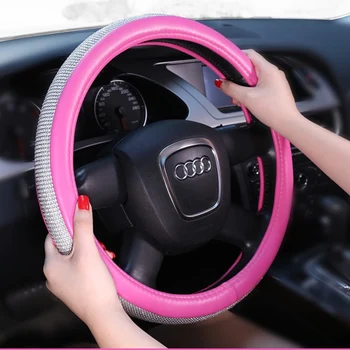Bling Bling Rhinestones Crystal Car Steering Wheel Cover PU Leather Steering-wheel covers Auto Accessories Case Car Styling
Bling Bling Rhinestones Crystal Car Steering Wheel Cover PU Leather Steering-wheel covers Auto Accessories Case Car Styling